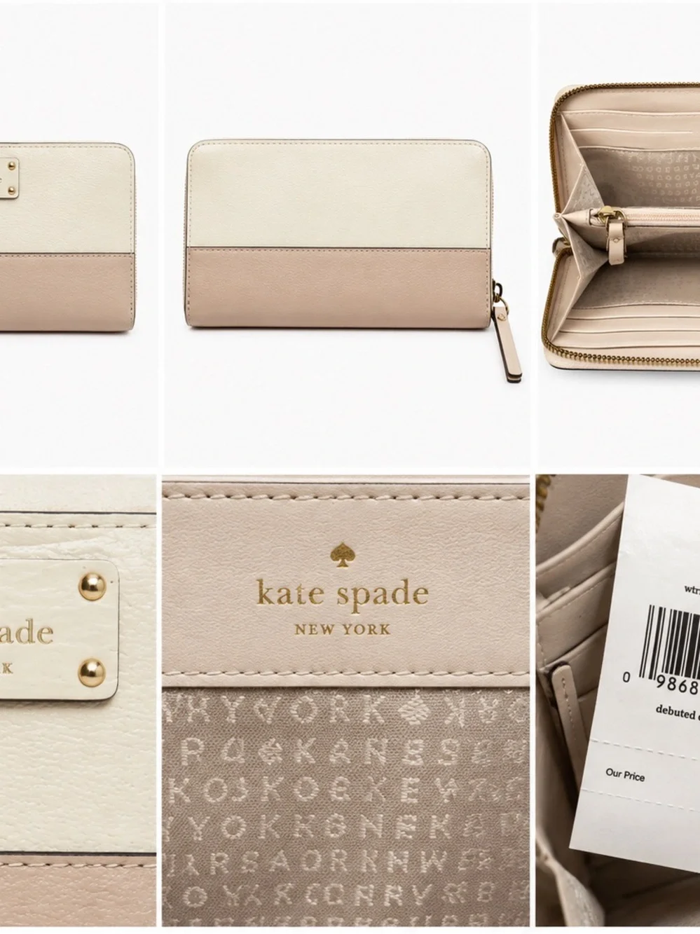 Kate Spade Neda Grove Street Zip Around Wallet Cream Blush